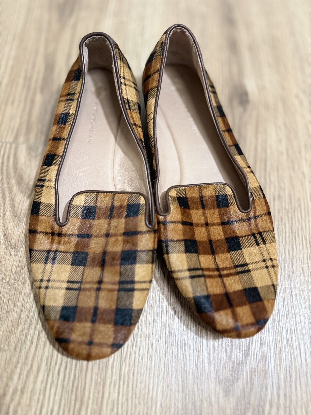 ANTONIO MELANI Plaid Loafers in Tan and Black